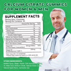 Calcium Citrate 1200 mg with Vitamin D3 Gummies, Calcium Citrate Magnesium Zinc with Vitamin D3 Supplement for Women & Men Bone & Teeth Support, Natural Apple Flavor - 30 Day Vegan Supply