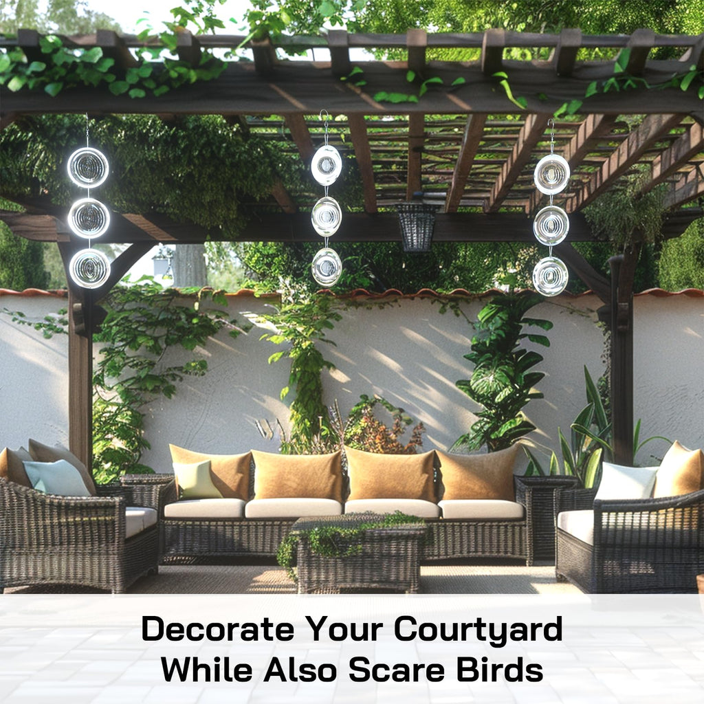 Bird Deterrents for Outside, Reflective 3D Stainless Steel Wind Spinners, Garden Decor, Bird Scare Devices to Keep Woodpeckers, Pigeons Away from Your House, Patio, Orchards