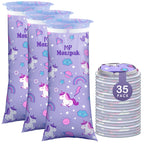 MP MOZZPAK Vomit Bags Disposable 35 Pack - 1000ml Emesis Bags, Leak-Proof Barf Bag, Travel Friendly Puke & Nausea Bag for Motion Sickness, Medical Grade Throw up Relief for Car (35pk - Unicorn Style)