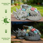 Solar Dragon Garden Statue, Sleeping Dragon with Solar Light Succulent