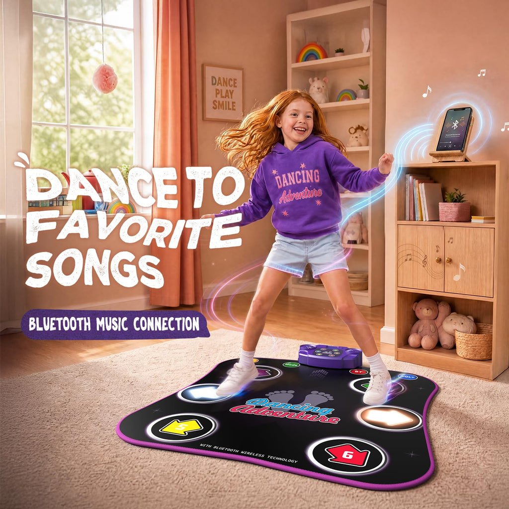 Dance Mat Toys with Bluetooth, Electronic Dance Pad for 3-12 Year Old Kids