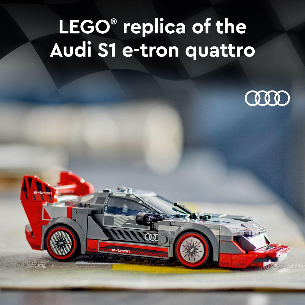 LEGO Speed Champions Audi S1 e-tron Quattro Race Car Toys - Building Toys for Kids, Boys & Girls, Ages 9+ - Design Details & 1 Minifigure - Car Model Kit Birthday Gift - 76921
