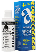 Amodex Ink & Spot Remover for Clothes, Leather and Skin - Removes Ink, Ballpoint, Sharpie, Grease and More, Works on Set-in Stains, Gentle but Powerful, 4oz/120ml Bottle