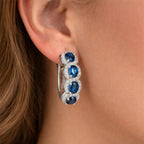 Amy & Annette Blue Sapphire Earrings - 18k White Gold Plated Halo Earring for Women - Great Gift Idea for Every Occasion