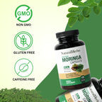 NaturalHerbo Pure Moringa Capsules - Pure Moringa Leaf Extract for Natural Energy, Digestion & Daily Wellness | Green Superfood Supplement | Vegan, Non-GMO, Gluten-Free | 120 Capsules (800mg)