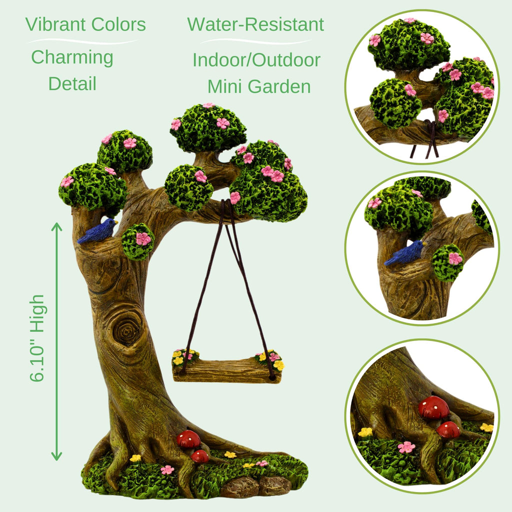 PRETMANNS Fairies for Fairy Garden - 4 Piece Set with Tree Swing