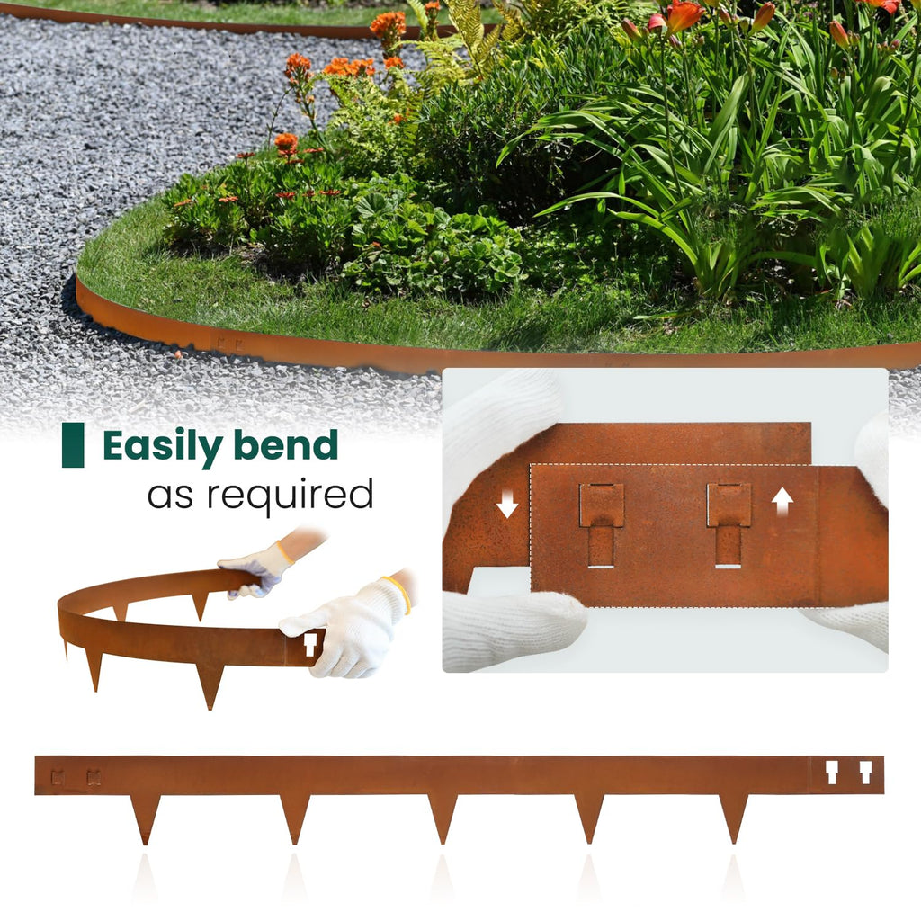 GZGNEEVL Corten Steel Landscape Edging 4.5" H x 40" L, Metal Garden Edging