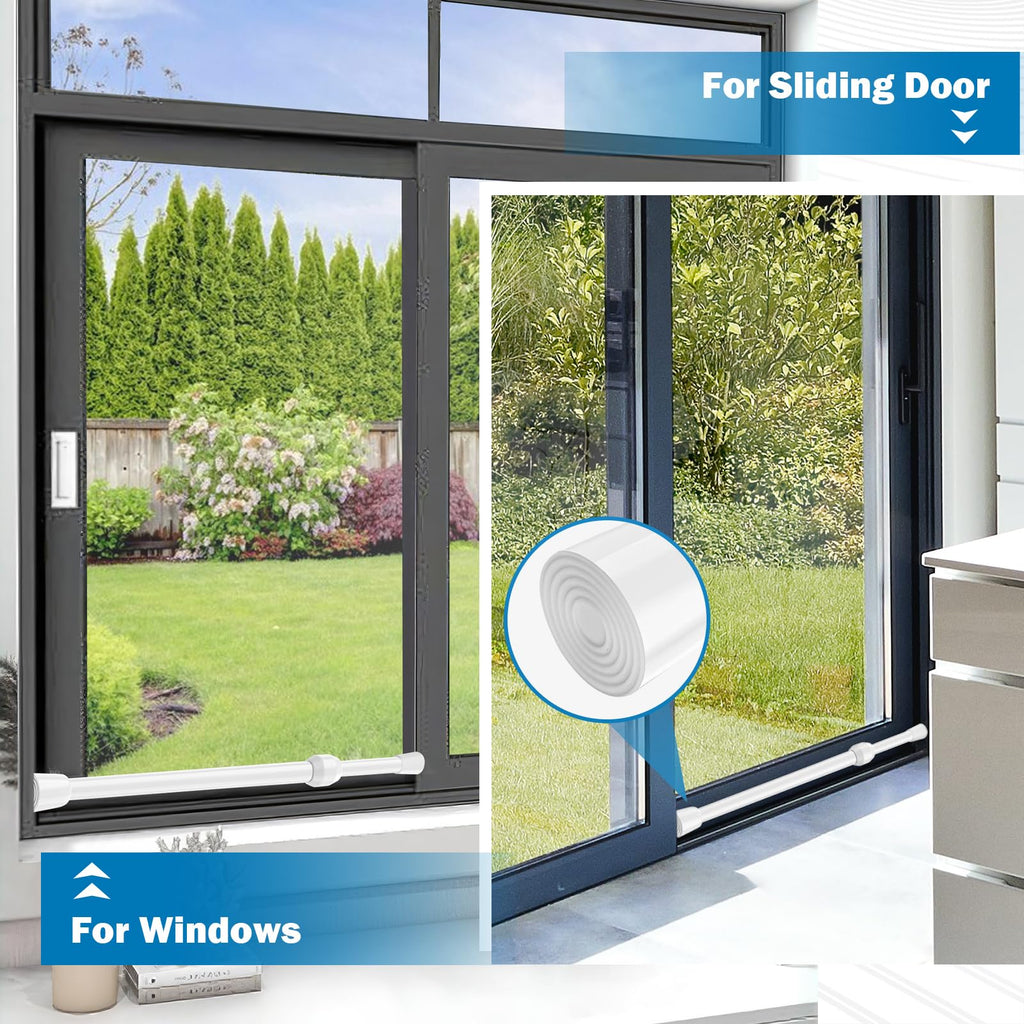 Artoshin 6 Pack Window Security Bar Adjustable Sliding Lock Security Stick for Rubber Tips, Adjustable Sliding Glass Door Lock Bars 15.7''-27.5'' Window Safety Lock Bar (16" to 28"-6Pcs)