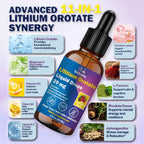 Scibalia Lithium Orotate Liquid Drops 20mg, Potency 11-in-1 Lithium Supplement w. NAC Magnesium Ashwagandha Theanine Vitamin D3 B6 B12 for Memory Brain Mood Cognitive Support, Non-GMO Gluten Free
