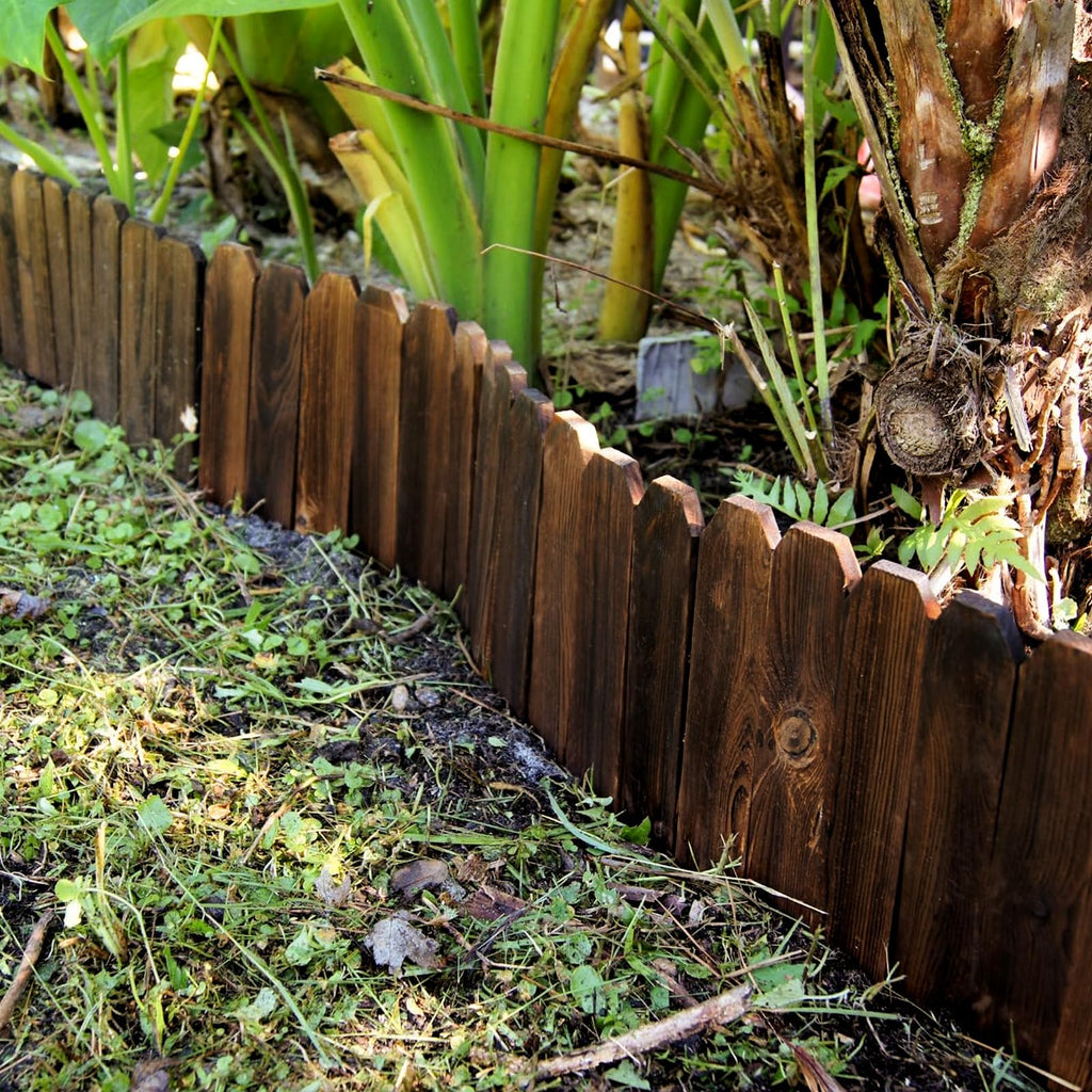 Mulctun Wood Garden Edging - 11.8" H X 47" L Sturdy Wooden Landscape Edging, Natural Flower Bed Edging Borders, Decorative Wooden Garden Fence for Yard Flower Bed Lawns Pathway Tree (2 Packs)
