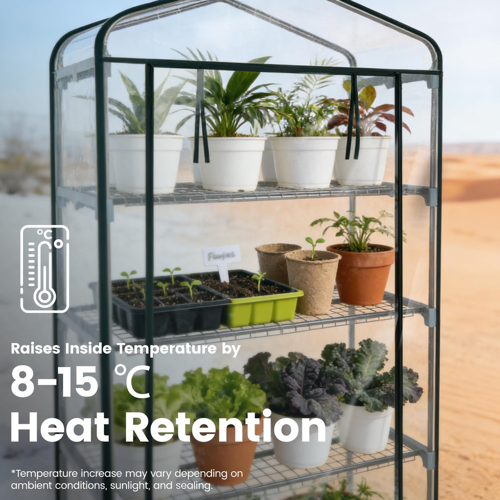 Worth Garden 5 Tier Mini Greenhouse - 75'' H x 27'' L x 19'' W - Sturdy Portable Gardening Shelves with Transparent PVC Cover - Small Porch Green House for Growing Plants Flowers Indoor & Outdoor