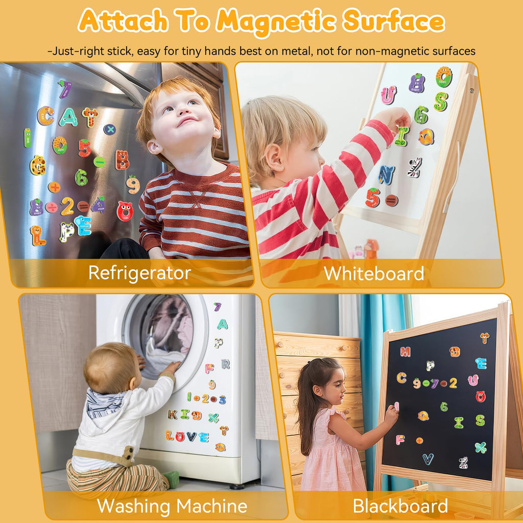 Magnetic Letters, 26 Animal Alphabet Magnets, Fun Preschool Learning Toy, Large Fridge Magnets for Spelling Games, Ideal Educational Gift for Toddlers (Uppercase Letter+Numbers)