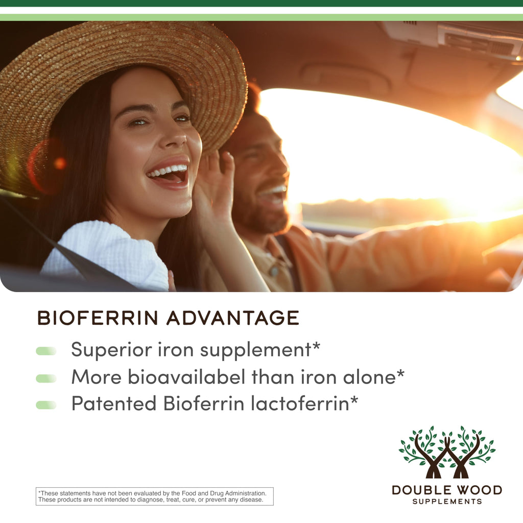 Lactoferrin 250mg per Serving (60 Capsules) Patented Bioferrin Lactoferrin - Superior Iron Supplement for Iron Deficiency and Immune Support by Double Wood Supplements