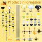 Lineshading 118 Pcs Bee Garden Stakes Fairy Wand DIY Beaded Stakes Garden Decor Includes 4 Crystal Stopper Top 10 Bee Pendant 68 Large Hole Beads 4 Threaded Rods 4 Pcs Nuts, for Craft Supply