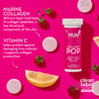 HUM Collagen Pop Marine Collagen Peptides Tablet, Clean Skin Supplement for Women & Men to Support Skin Hydration Levels On The Go, Dissolvable Tablets Strawberry Lemon, 3 Pack, 10 Tablets Each