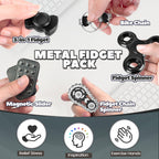 5 Pcs Fidget Toys Adults & Teen Metal Fidgets Spinner for Teens Boys Magnetic Slider Cool Gadgets Office Desk Toy Stress Relief Sensory Items Figette for Classroom Autism ADHD Anxiety Gifts