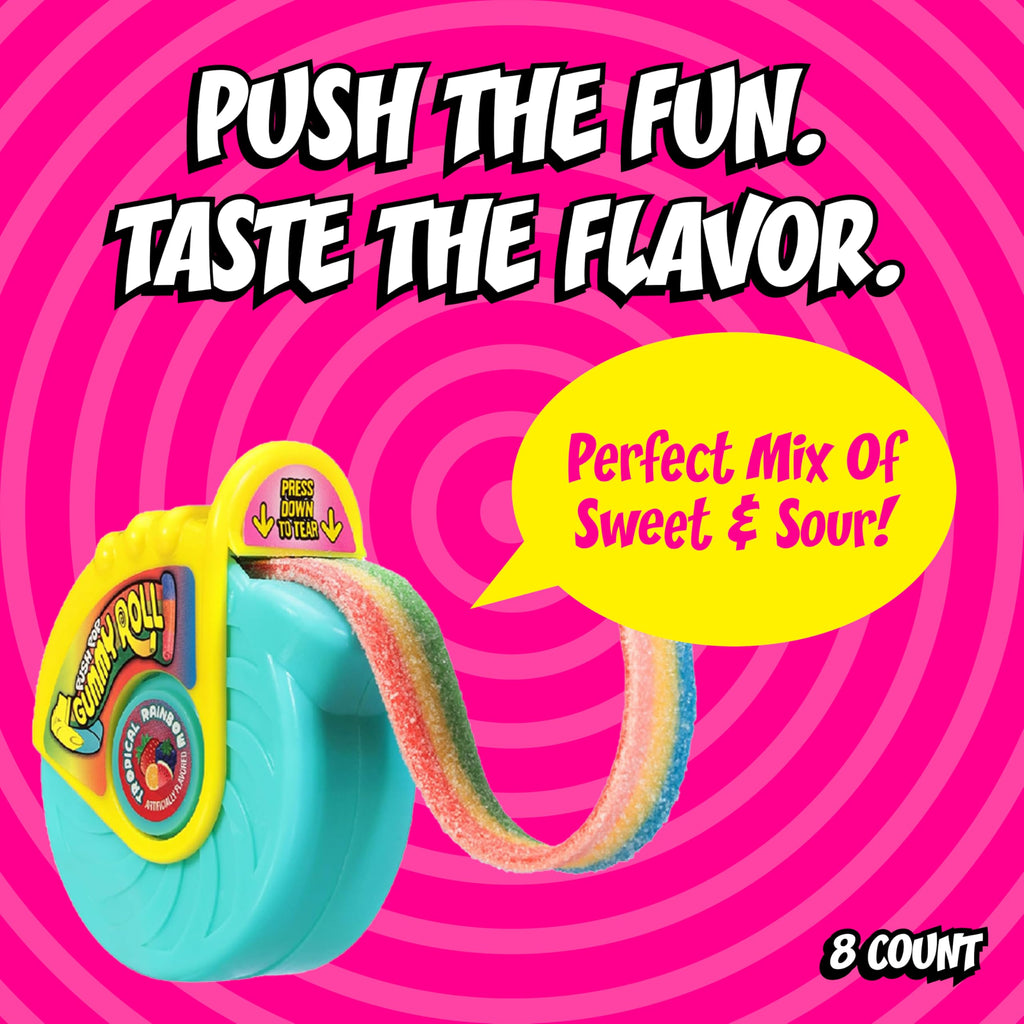Push Pop Halloween Gummies Gummy Roll Candy, 8 Ct, Individually Wrapped