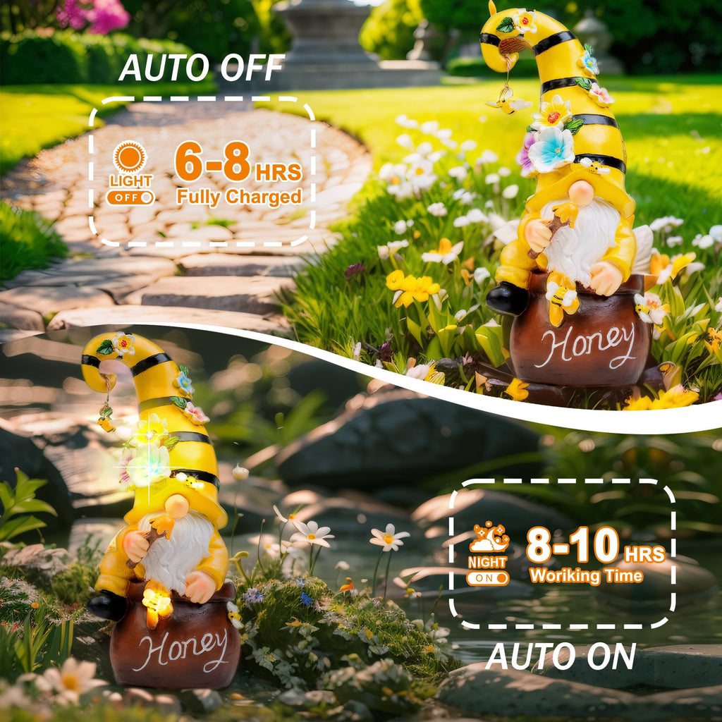 twinbling 13" Garden Solar Spring Gnomes Statues Outdoor