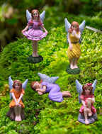 Lamnes Miniature Fairy Garden Figurines 5Pcs, Small Flower Fairies Ornaments Resin Mini Fairy Figurines Outdoor Decor Art for Fairy Garden Pot Bonsai Micro Landscapes Craft Decoration Accessories