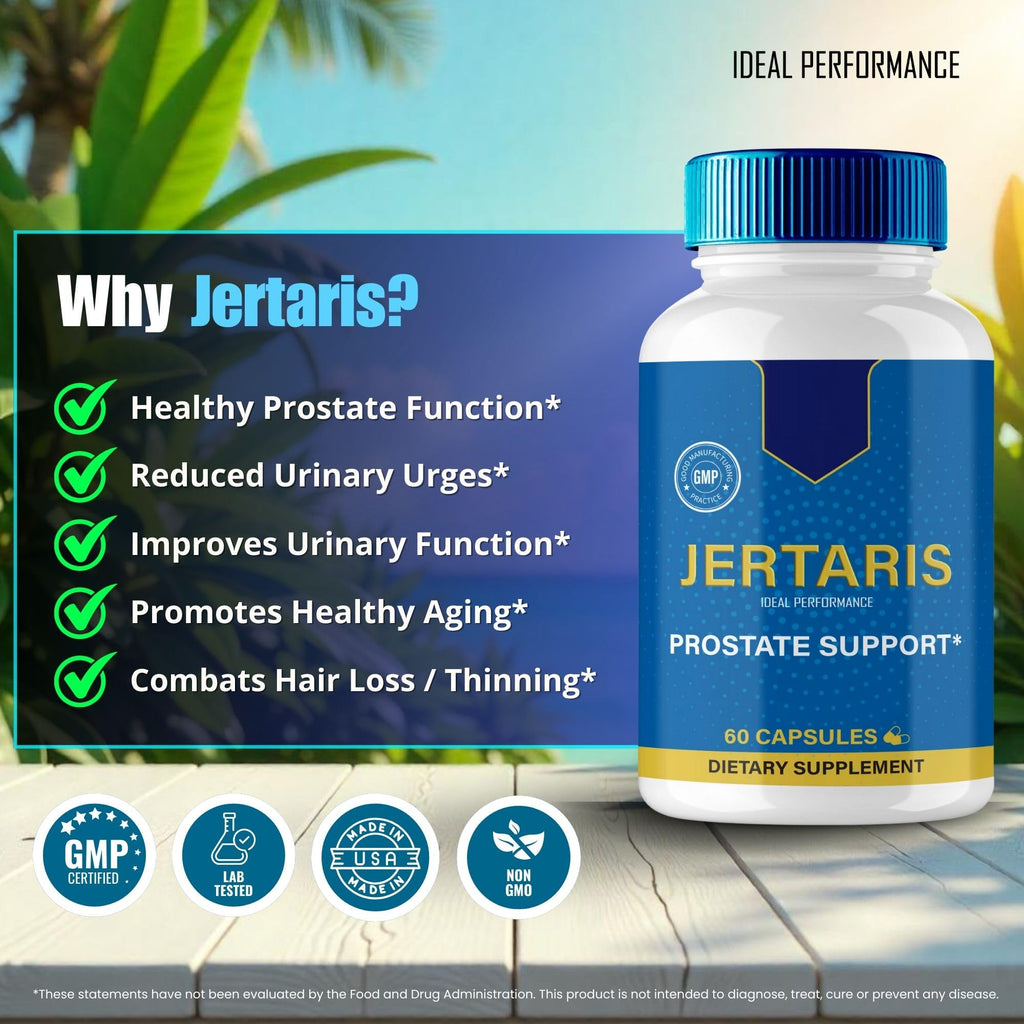 IDEAL PERFORMANCE Jertaris Capsules, Jertaris Prostate Health Supplement Pills - Extra Strength, Jertaris Supports Prostate Heath All Natural Formula, Jerta RIS Capsules, Jer Taris Reviews (2 Pack)