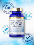 Carlyle Buffered Magnesium Bisglycinate 665 mg | 250 Capsules | Chelated Essential Mineral | Non-GMO and Gluten Free Supplement