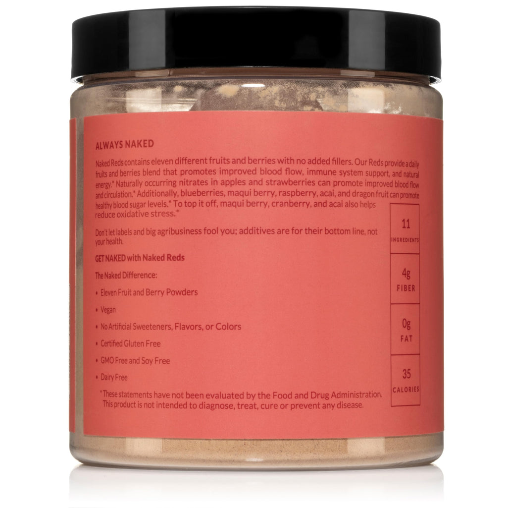 NAKED Reds Superfood Powder - Healthy, Energizing Polyphenol Fruit Powder Mix, No Fillers, No Additives, Vegan, Non-GMO, Gluten Free - 28 Servings
