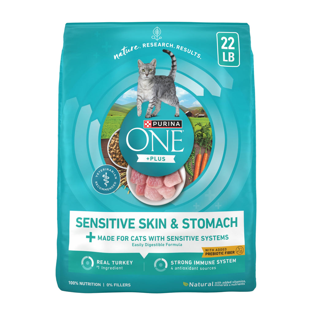 Purina ONE Sensitive Skin and Stomach Dry Cat Food 22 lb Bag