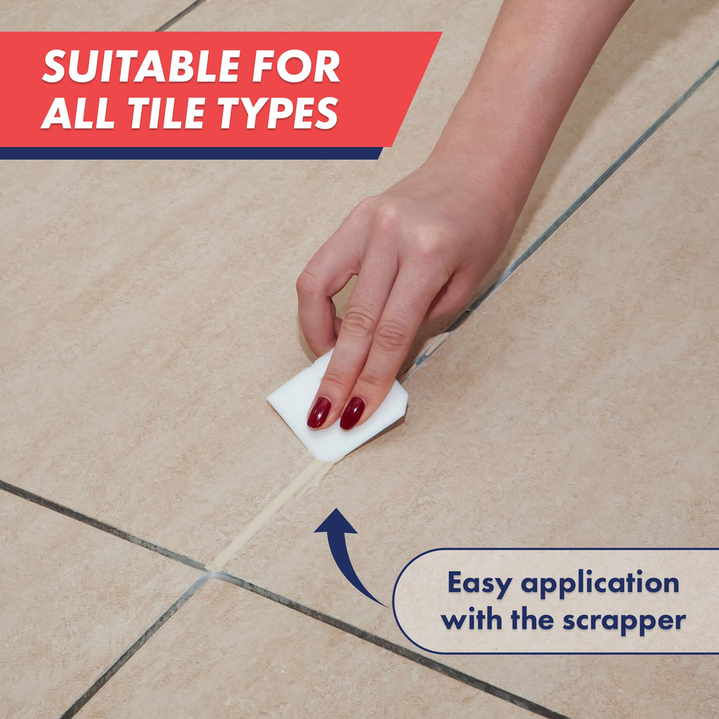 ZippySolve Tile Grout, Repair Kit, Restore & Renew Tile Joints Line, Fast Drying Tile Grout Paint Squeeze Tube for Bathroom Shower Kitchen Floor, Waterproof (8.8 oz, Beige)