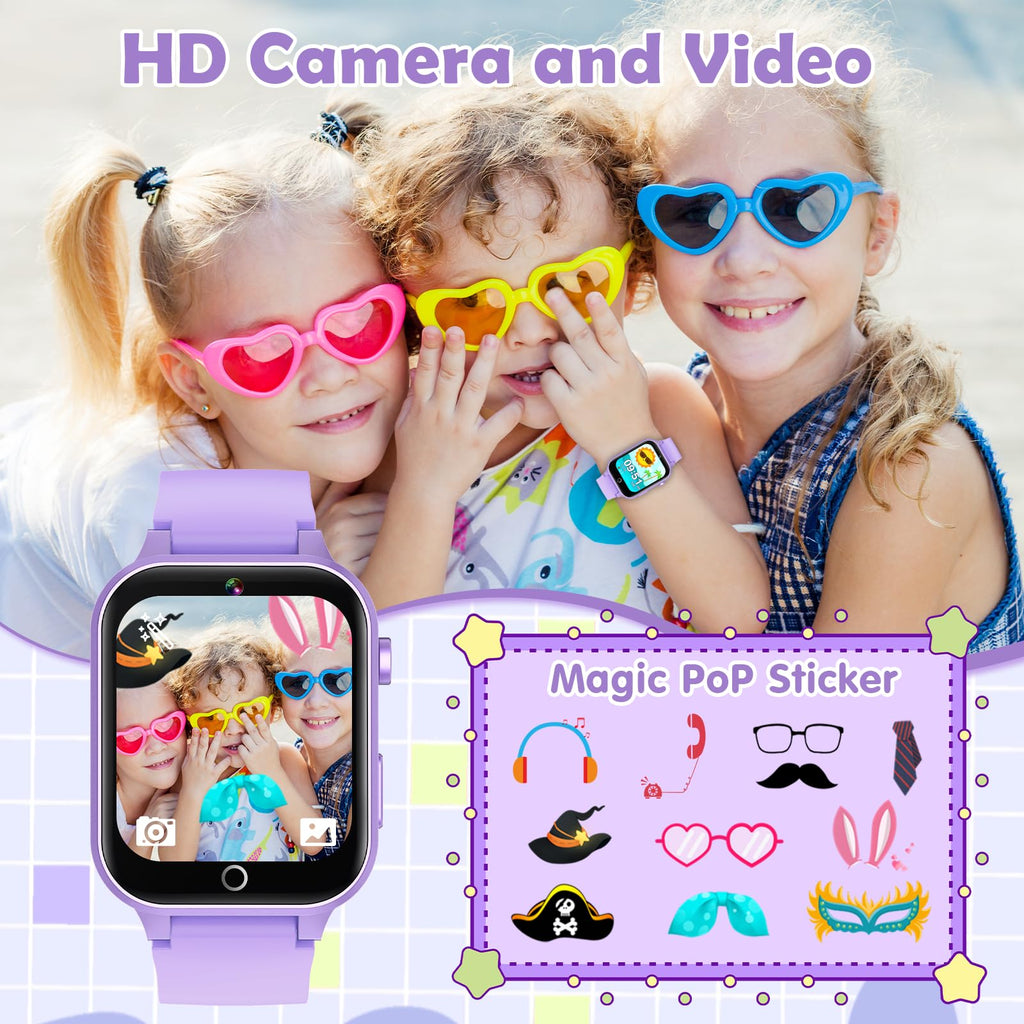 Luyiilo Kids Games Watch, with 26 Puzzle Games, Touch Screen, HD Camera, Alarm Clock, Toys for Ages 4-12 Years Old.Birthday Gift for Boys Girls (Purple)
