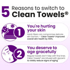 Clean Skin Club Healthy Aging Clean Towels® XL, Smooths Fine Lines Wrinkles & Texture in 6 weeks, Treated for Extra Softness, Disposable Face Towels, Anti Aging Makeup Remover Dry Wipe, 50 count