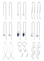 ORAZIO Threader Earrings for Women Stainless Steel Chain Earrings, Silver