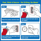 8 Sets Heavy-Duty Adhesive Hook and Loop Strips, 1.2" × 3.2"