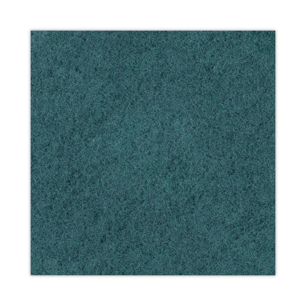 Boardwalk Heavy-Duty Scrubbing Floor Pads, 17" Diameter, Green, 5/Carton
