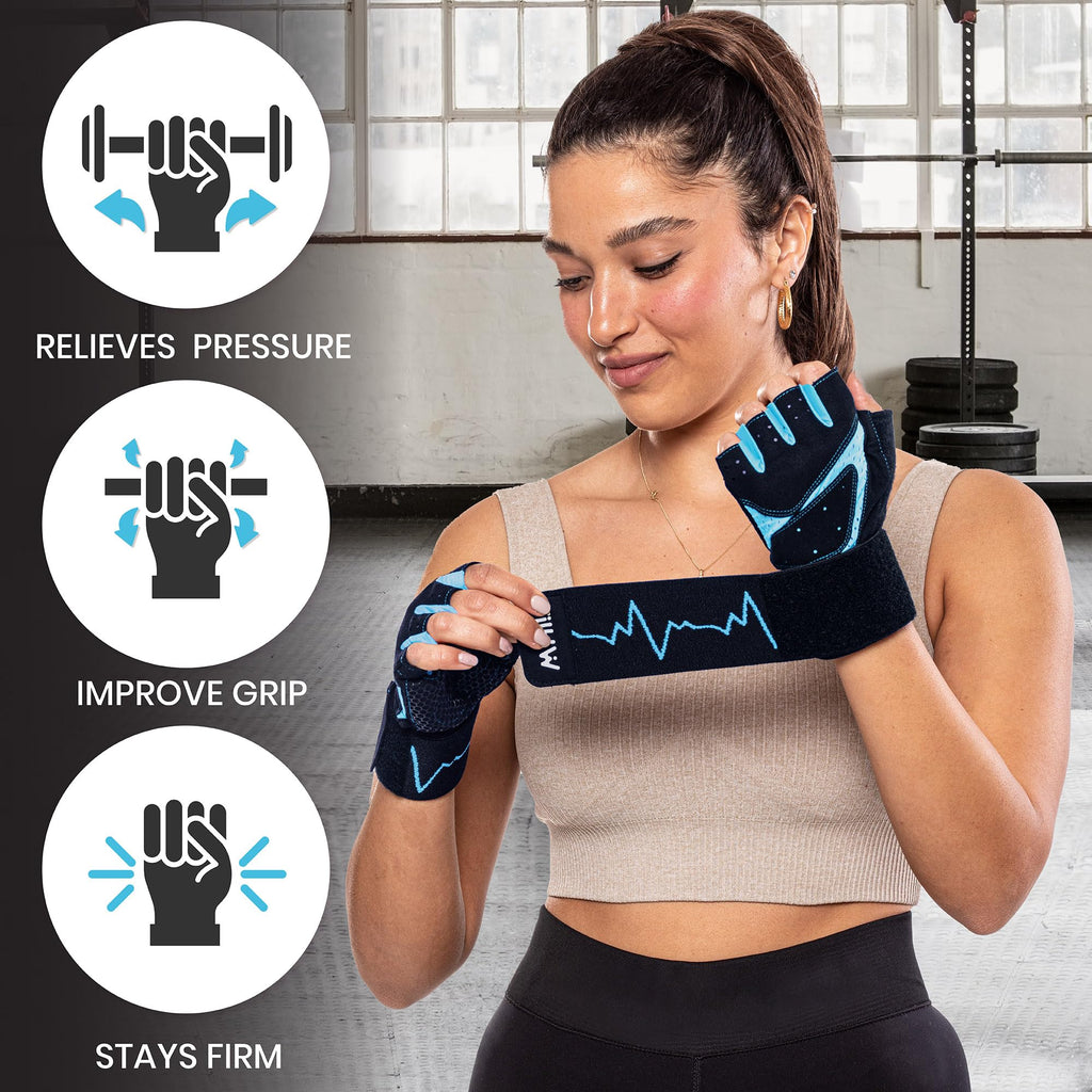 MhIL Workout Gloves for Women ��� Breathable Gym Gloves for Women with Palm Protection and Enhanced Grip ��� Padded Weight Lifting Glove for Womens with Wrist Wraps Support Weightlifting Exercise Cycling
