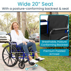 Vive Bariatric Wheelchair for Adults (Supports 400 lbs) - Foldable, Heavy Duty, Manual & Transport Wheel Chair - Portable Senior Drive Travel Scooter for Transfers - Wide 20" Seat