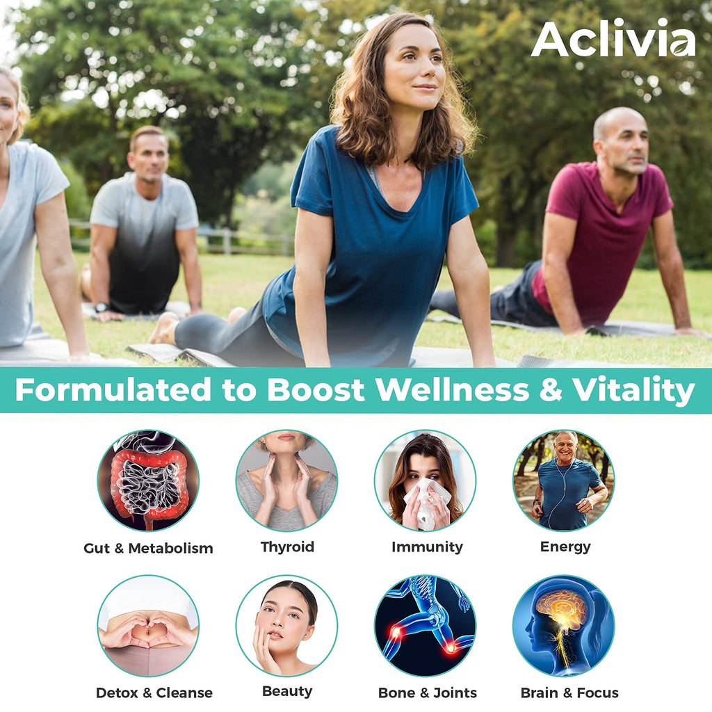 Aclivia - Organic Irish Sea Moss Capsules with Bladderwrack & Burdock Root - 102 Minerals Sea Moss Supplement - Thyroid Support, Immune Boost - Non-GMO (60 Count)