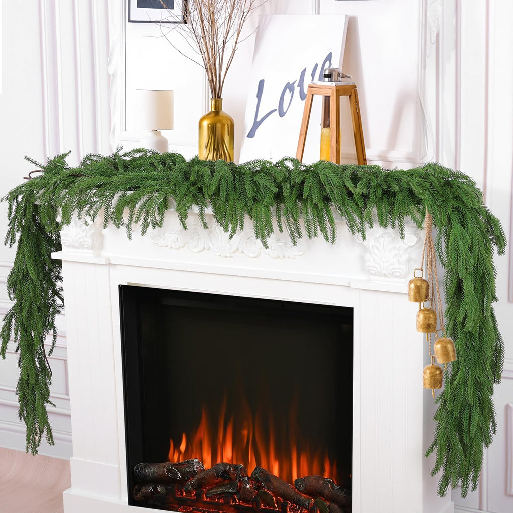 Hananona 2Pcs 6FT Christmas Garlands, Real Touch Norfolk Pine Garland