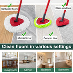 Mop Head Replacement for O Cedar, Spin Mop Replacement Head for Ocedar Easywring 1 Tank System, Mop Heads Includeds 4 Mop Replacement Heads , 1 Spin Scrub Brush & 1 Base