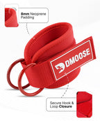 DMoose Fitness Ankle Straps for Cable Machines - One Size Fit Premium Padding, Glute Kickback Ankle Strap for Women & Men, Cable Attachments for Gym, Booty Workouts & Hip Abductors (All Red - Single)