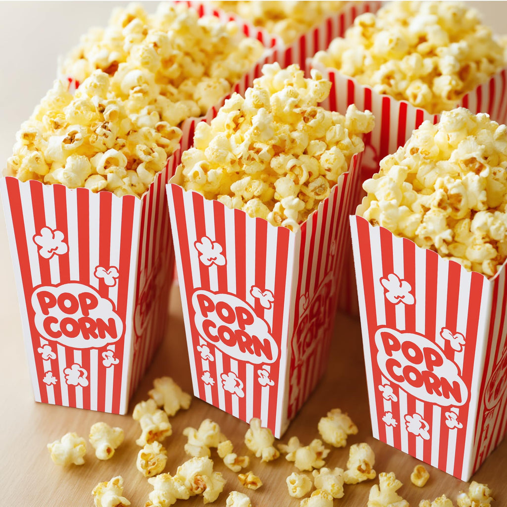 Homrelaxy 120Pcs Mini Popcorn Boxes, 4.6" Tall and 2.6" Square Small Paper Popcorn Containers Buckets for Pop Corn Machine, Movie Night, Cinema, Carnival, Party, Concessions