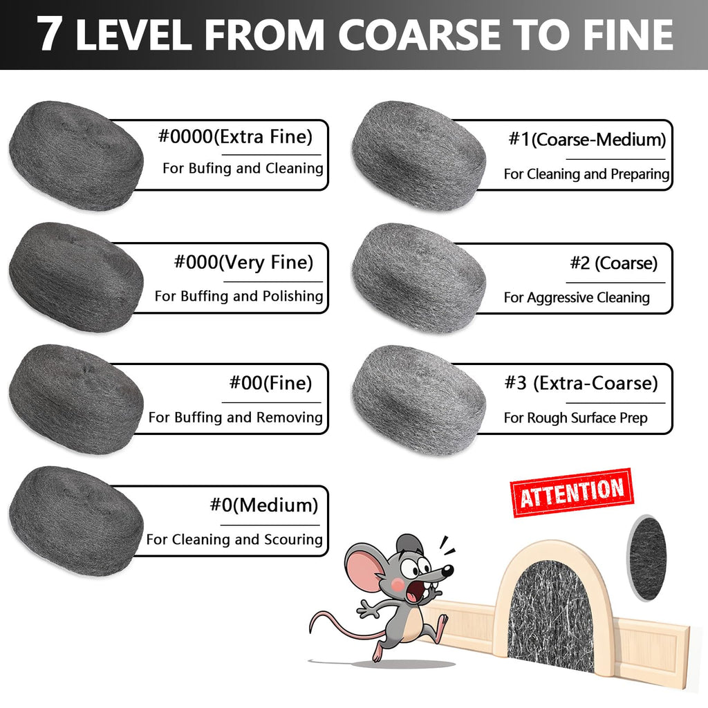 KQCXIK Steel Wool Mice Control, #2 Steel Wool, 65FT (1.1LB) Coarse