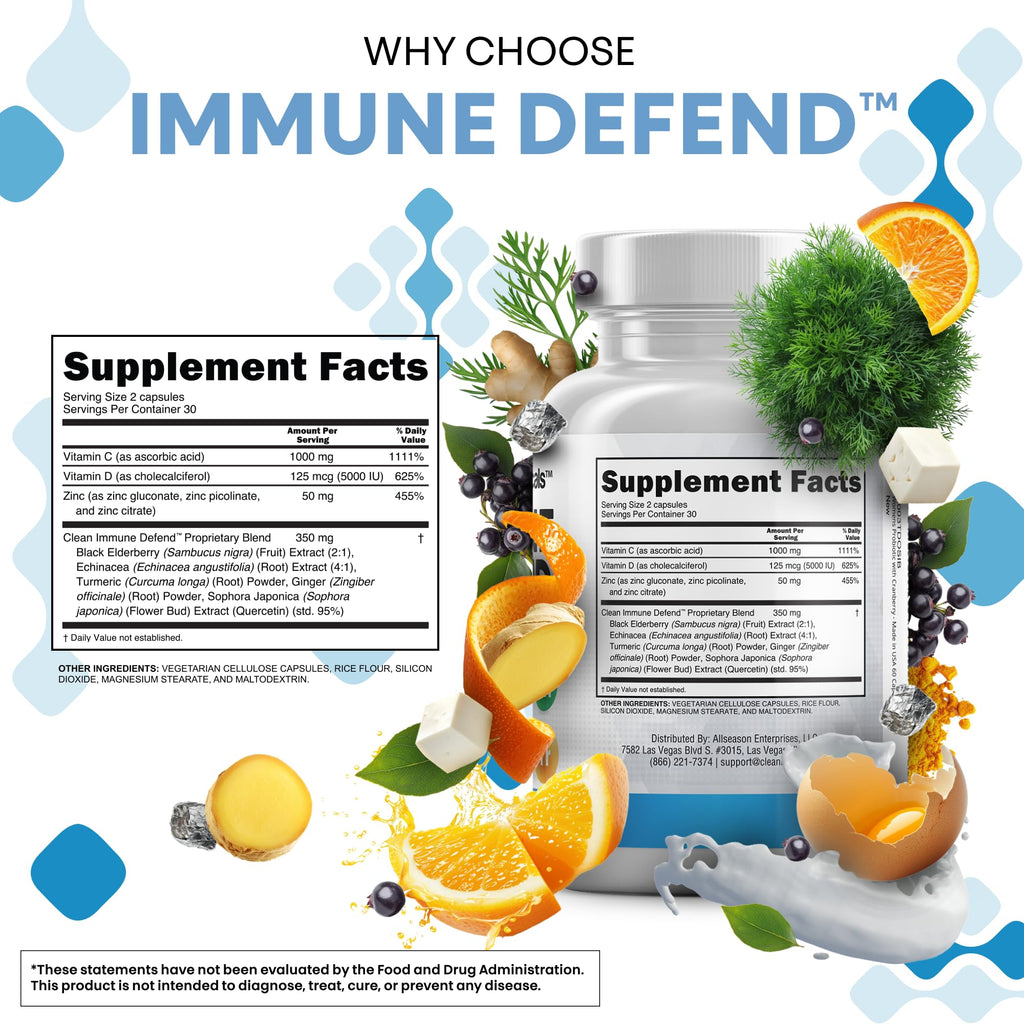 Immune Defense Support Supplement 8 in 1 w/ Zinc 50mg Quercetin, Vit C 1000mg, Vitamin D3 5000 IU, Elderberry, Turmeric Curcumin, Ginger, Echinacea - Immunity System Booster Adults Vegan - 60Ct (2)