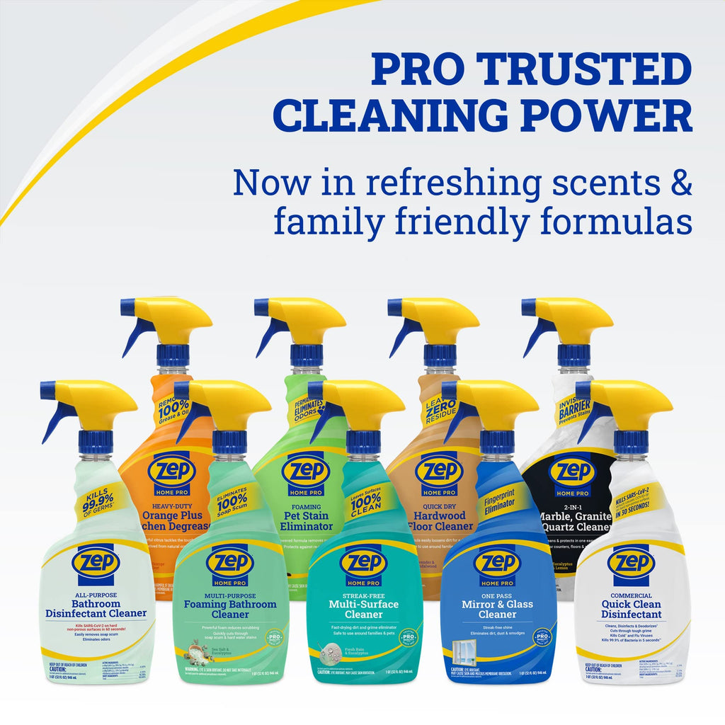 Zep Home Pro Commercial Quick Clean Disinfectant - 32 Fl. Oz. - R49806 - Pro Trusted Cleaning Power: Now in Refreshing Scents and Family Friendly Formulas (6)