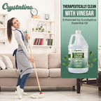 Crystalino 6% Cleaning Vinegar Cleaner (1 Gallon) Eucalyptus Essential Oil Powered for Home, White Industrial Vinegar for Cleaning Purpose and Laundry, Vinager, Vinagre Blanco de Limpieza, Vinger