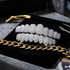 Men and women Adjustable Gold and Silver Grillz - Hip Hop Bling Tooth Covers with Cubic Zirconia - Detachable Fashion Dental Jewelry for Men (Silver)