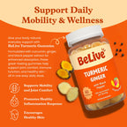 BeLive Turmeric Gummies - Curcumin with Black Pepper & Ginger Extract - 500 mg of Turmeric and Ginger Supplement for Immune Support, Healthy Skin, and Mobility - Tropical Flavor | 60 Count