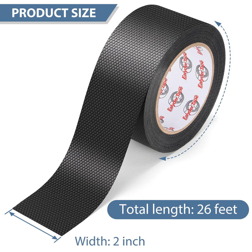 Ealyder Tape 2 Inch x 26 FT Rubber Grip Tape, Black Ultra-Thin Strong Adhesive Anti-Slip for Handles, Home Use, Waterproof Wear-Resistant Heat Resistant Grip Tape, Comfortable in Hands
