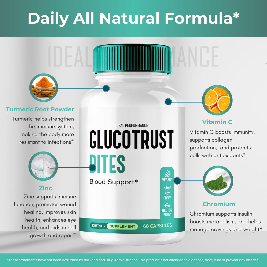 Gluco Trust Bites Capsules, Official Gluco Trust Bites Blood Support Supplement Pills, Maximum Strength, Natural Healthy Circulation & Stable Levels, Advanced Formula Reviews (2 Pack)