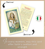 St Dymphna Bracelet - Saint Dymphna Prayer Card, The Lord's Prayer Card - Stretchable Round Saint Dymphna Bracelet with Purple and Amethyst Beads - St.Dymphna Bracelet and Cards Set of 3 Items