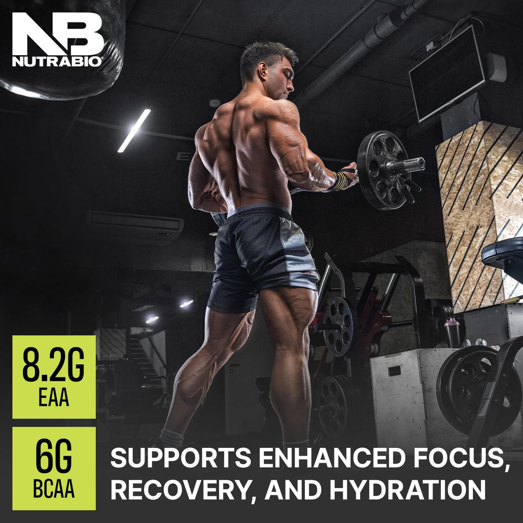 NutraBio Alpha EAA - All-Day Amino Acids for Muscle Growth and Hydration - Essential Amino Acids with Nootropics & Adaptogens- Full Spectrum EAA BCAA Powder - 30 Servings - Strawberry Lemon